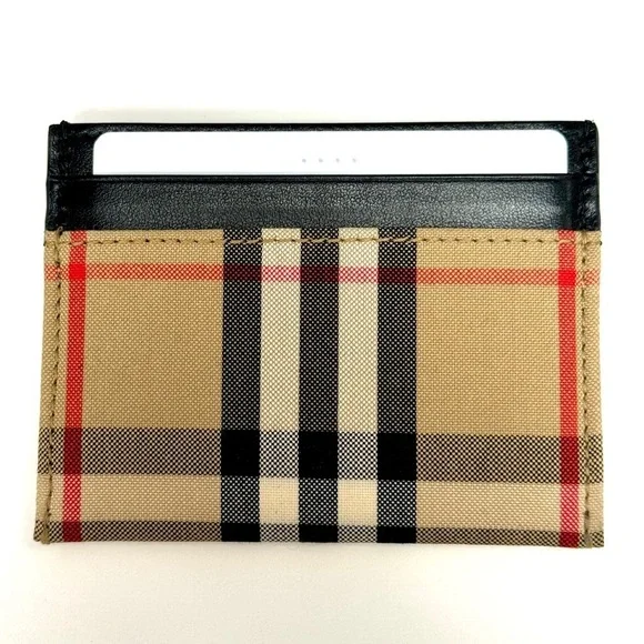 Burberry Card Holder Tartan Plaid Tan Neutral NWT - Picture 6 of 8